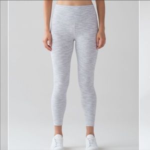 Lululemon White Grey Striped Leggings